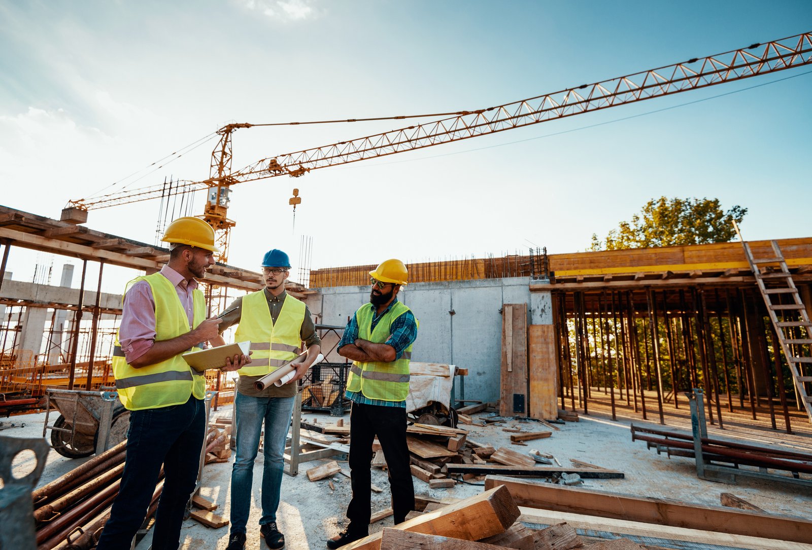 Construction site with a building under development