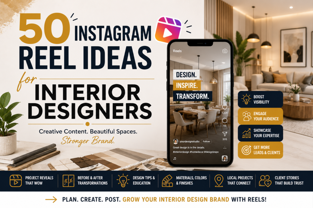 50 Best Instagram Reel Ideas for Interior Designers in 2026