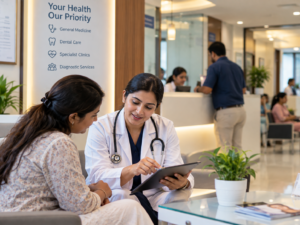 Clinic reception consultation in Ahmedabad