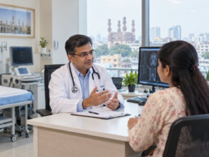 Doctor and patient consultation in Hyderabad