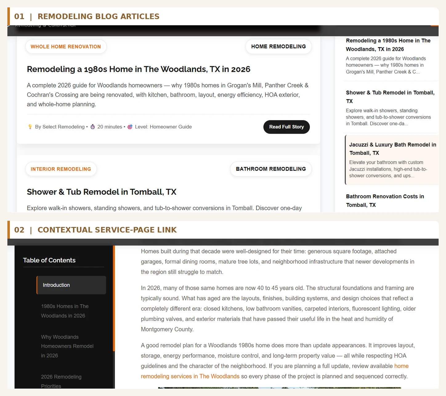Homeowner-facing blog and relevant internal navigation.