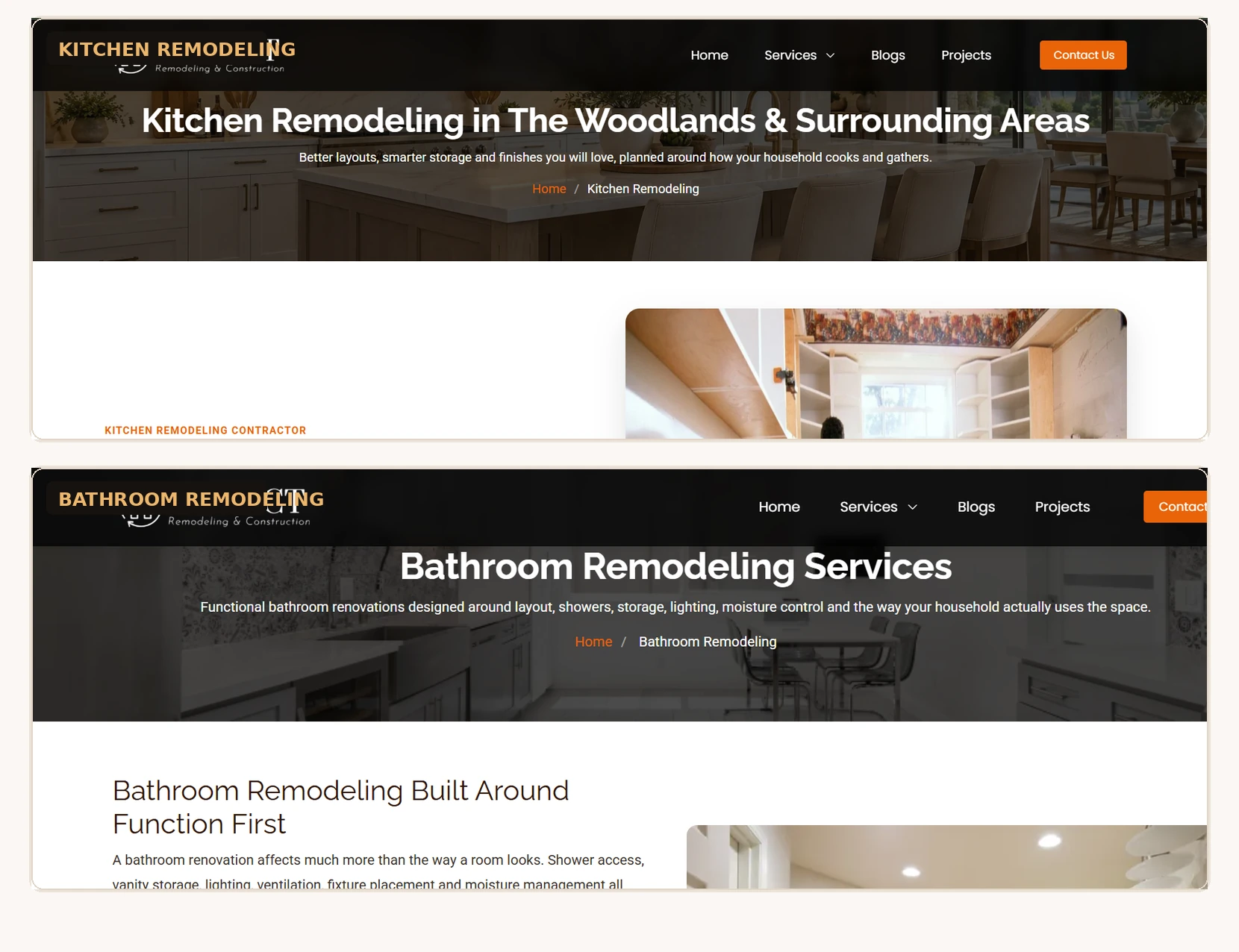 Service content and estimate call-to-action examples.